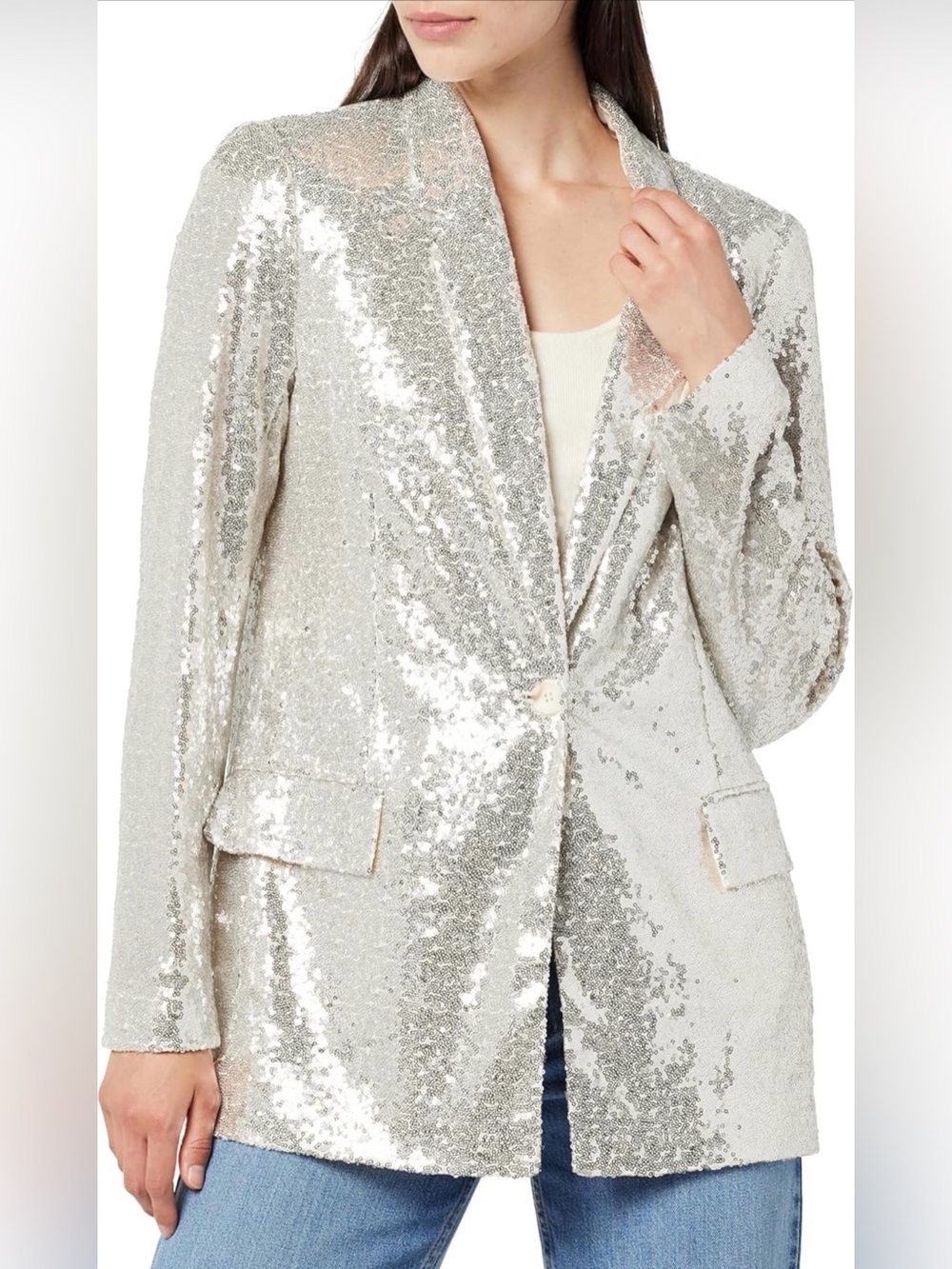 The Drop Blake Sequin Blazer Silver XL NWT | Sparkly Evening Jacket